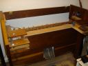 Organ console with cutout for keys
